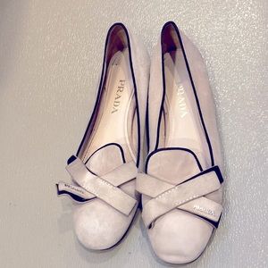 Prada nude suede flats